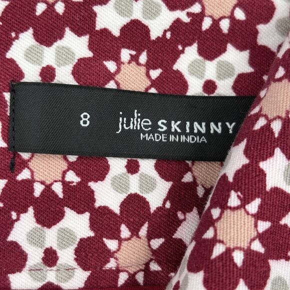 Ann Taylor Loft Julie Skinny Ankle Pant Size 8 Red Gray Print High Rise Stretch - Picture 5 of 14